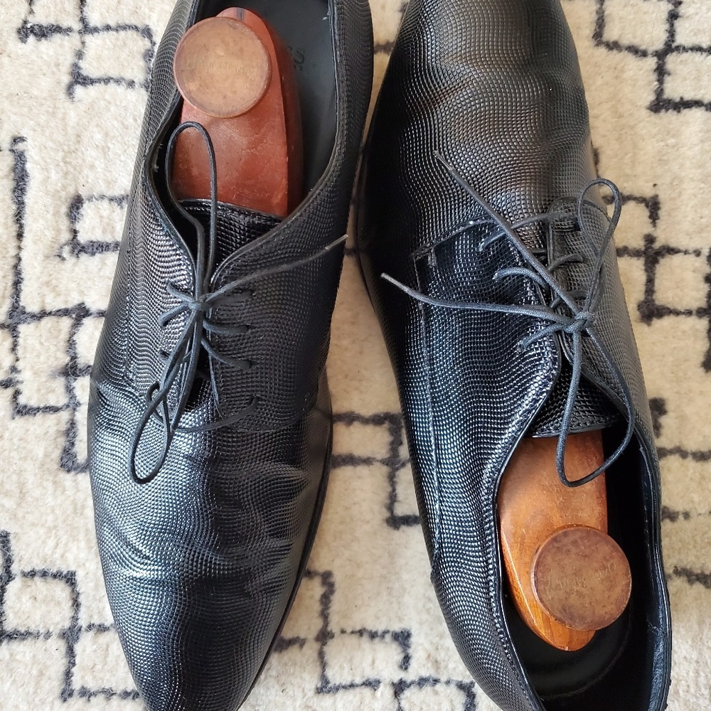 Hugo Boss Metallic Black Derby Dress Shoes US 11 M